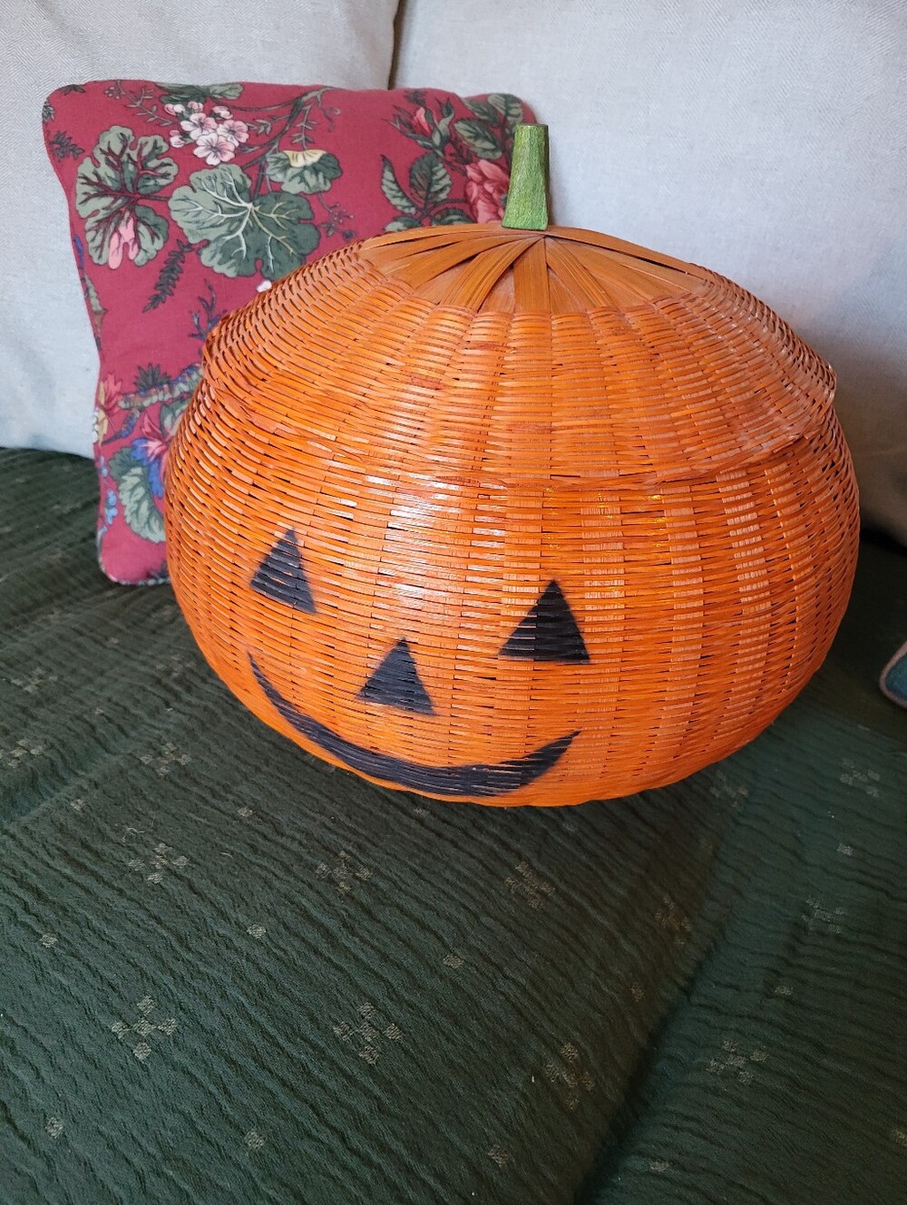 Vintage large Halloween pumpkin basket